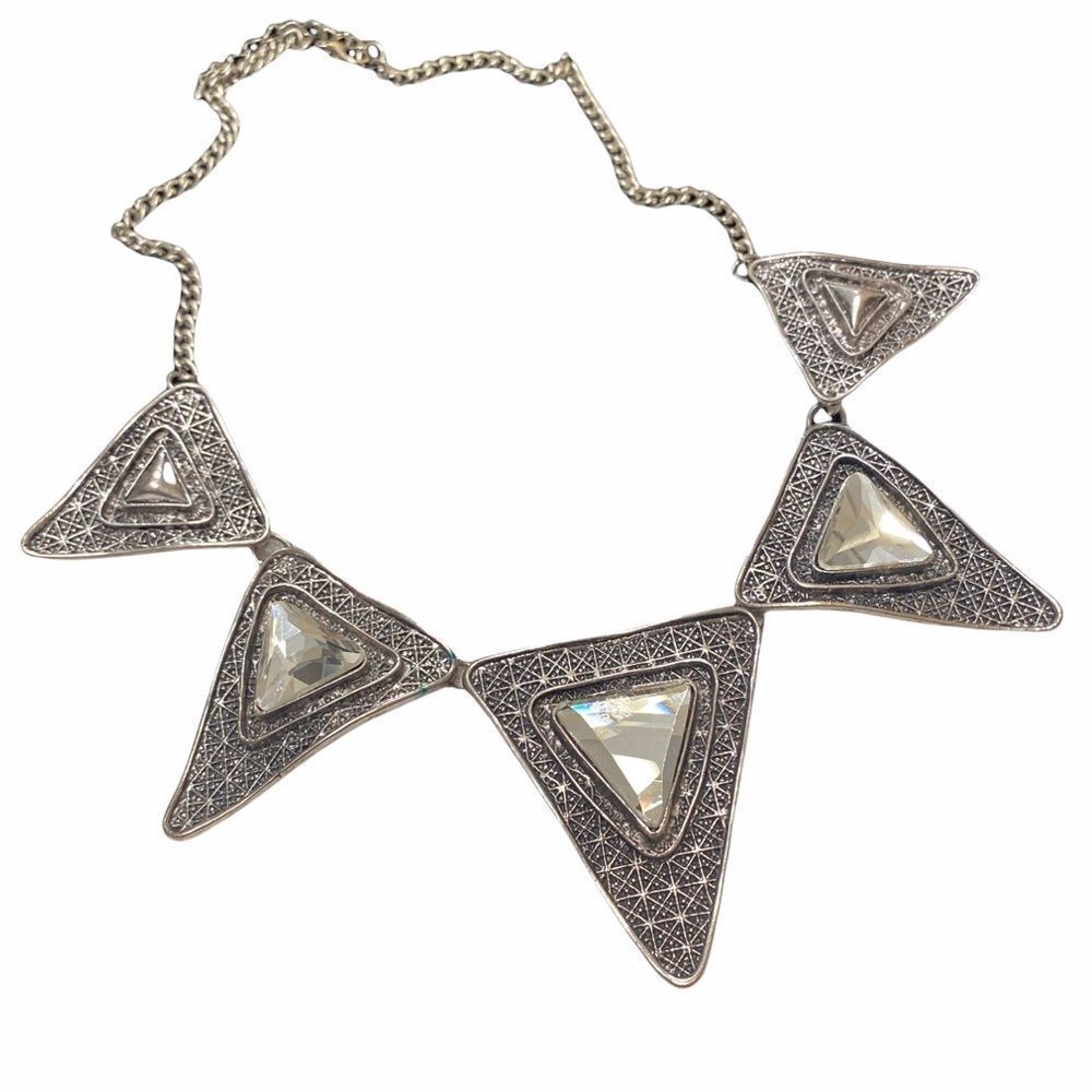Vintage Silver Mod Mirrored Spiky Necklace